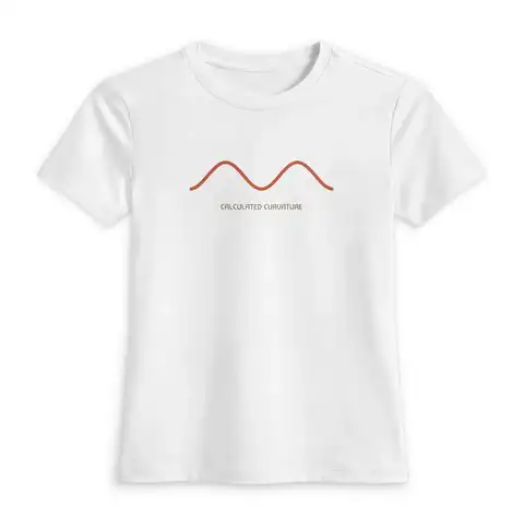 Calculated Curvature Women's Fitted Tee, White, front, reads “Calculated Curvature”