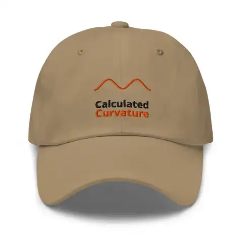 Calculated Curvature Cap, Khaki, front, reads “Calculated Curvature”