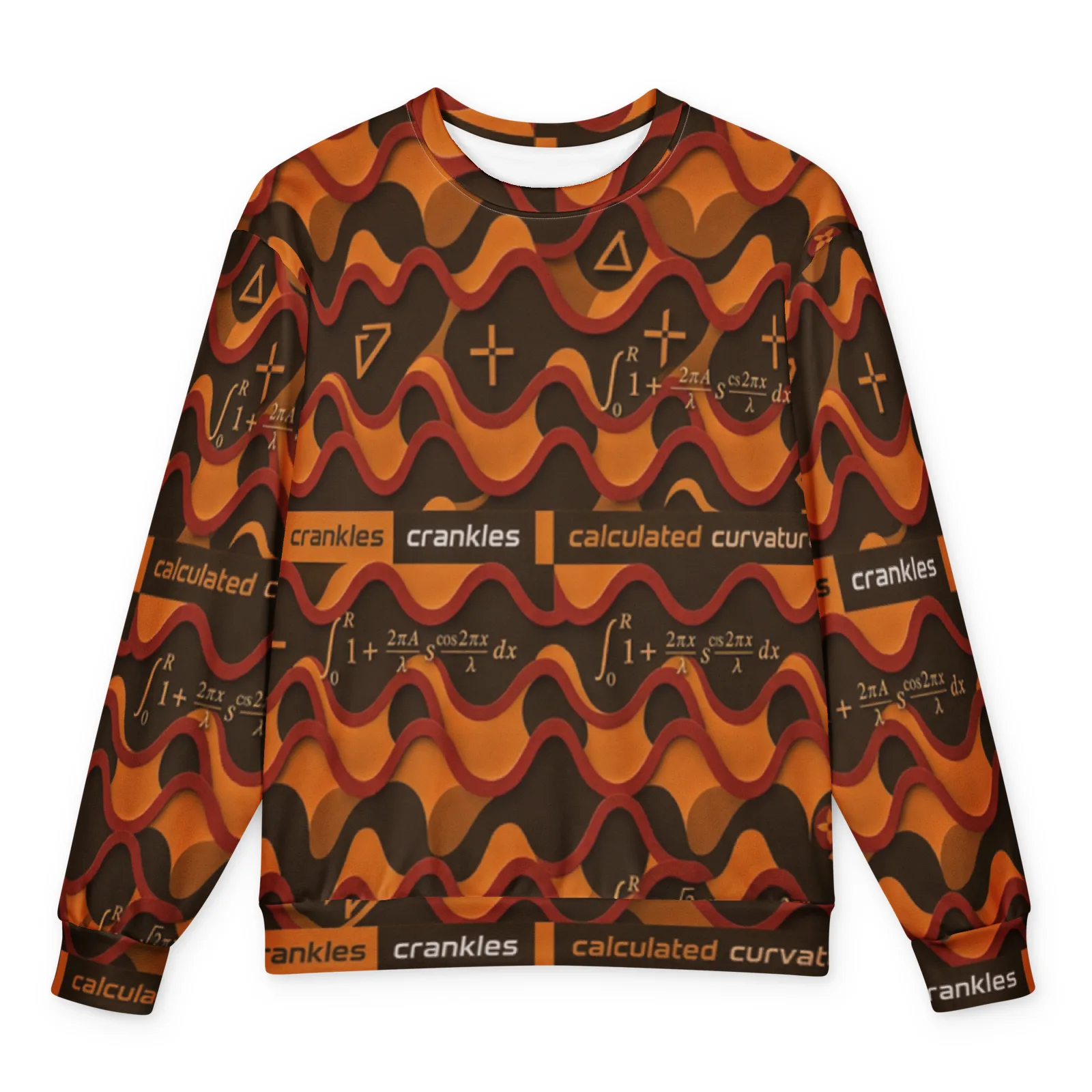 Arc-Length Oversized Sweatshirt, White, front, reads “Calculated Curvature”