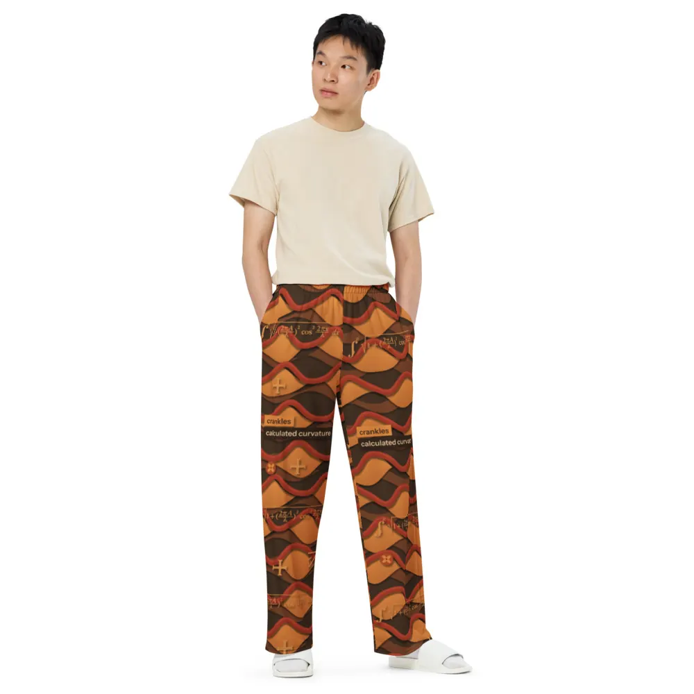 Arc-Length Wide-Leg Pants, White, worn, front, printed with the arc-length formula